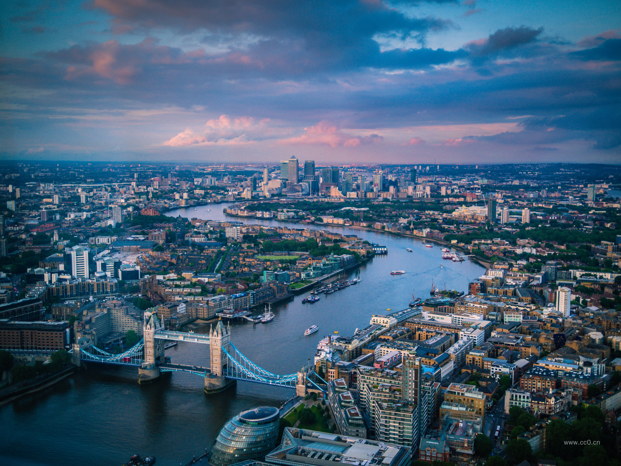 航拍英国伦敦城市全景
