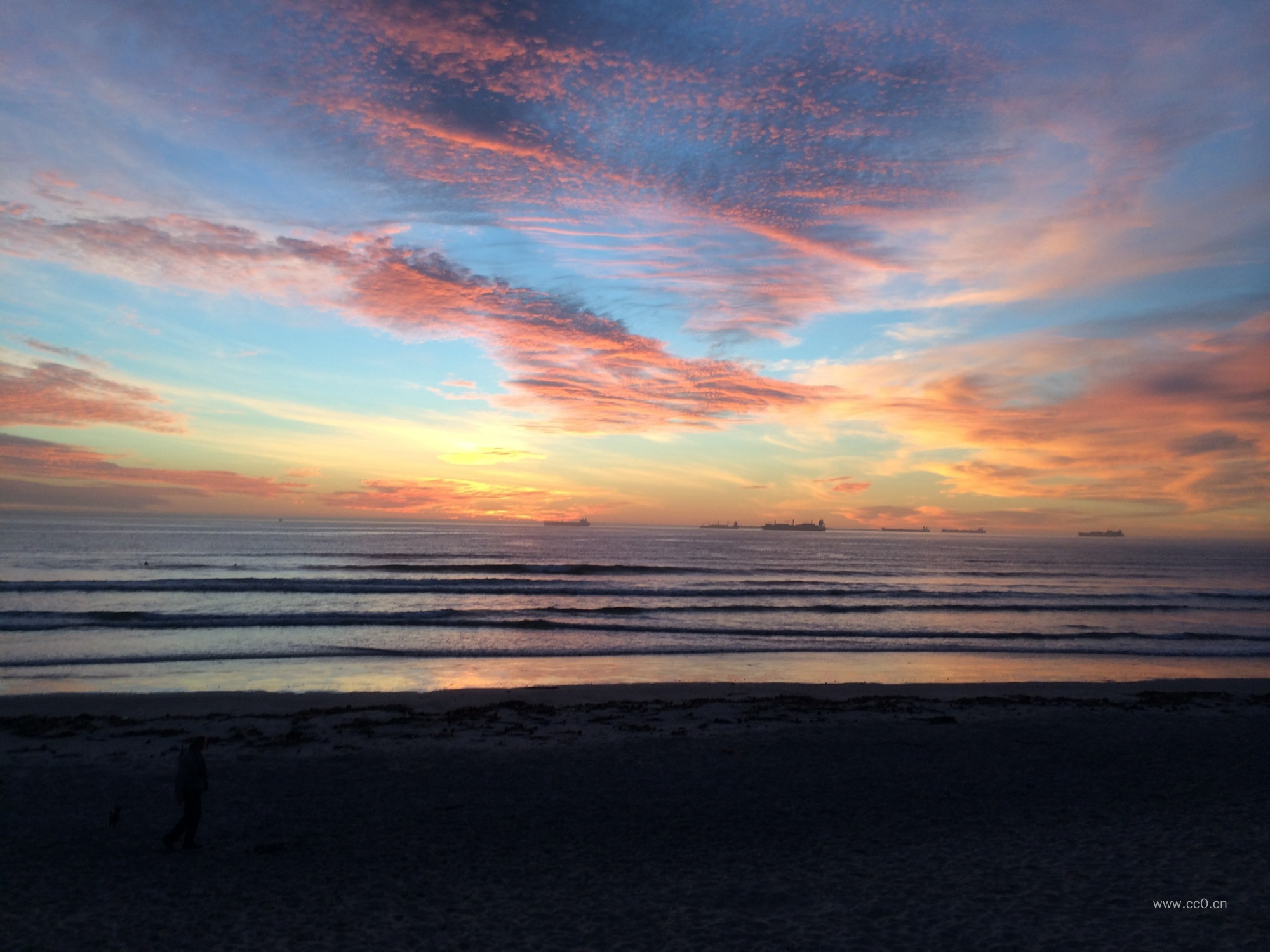 早晨、海洋、云朵、海岸