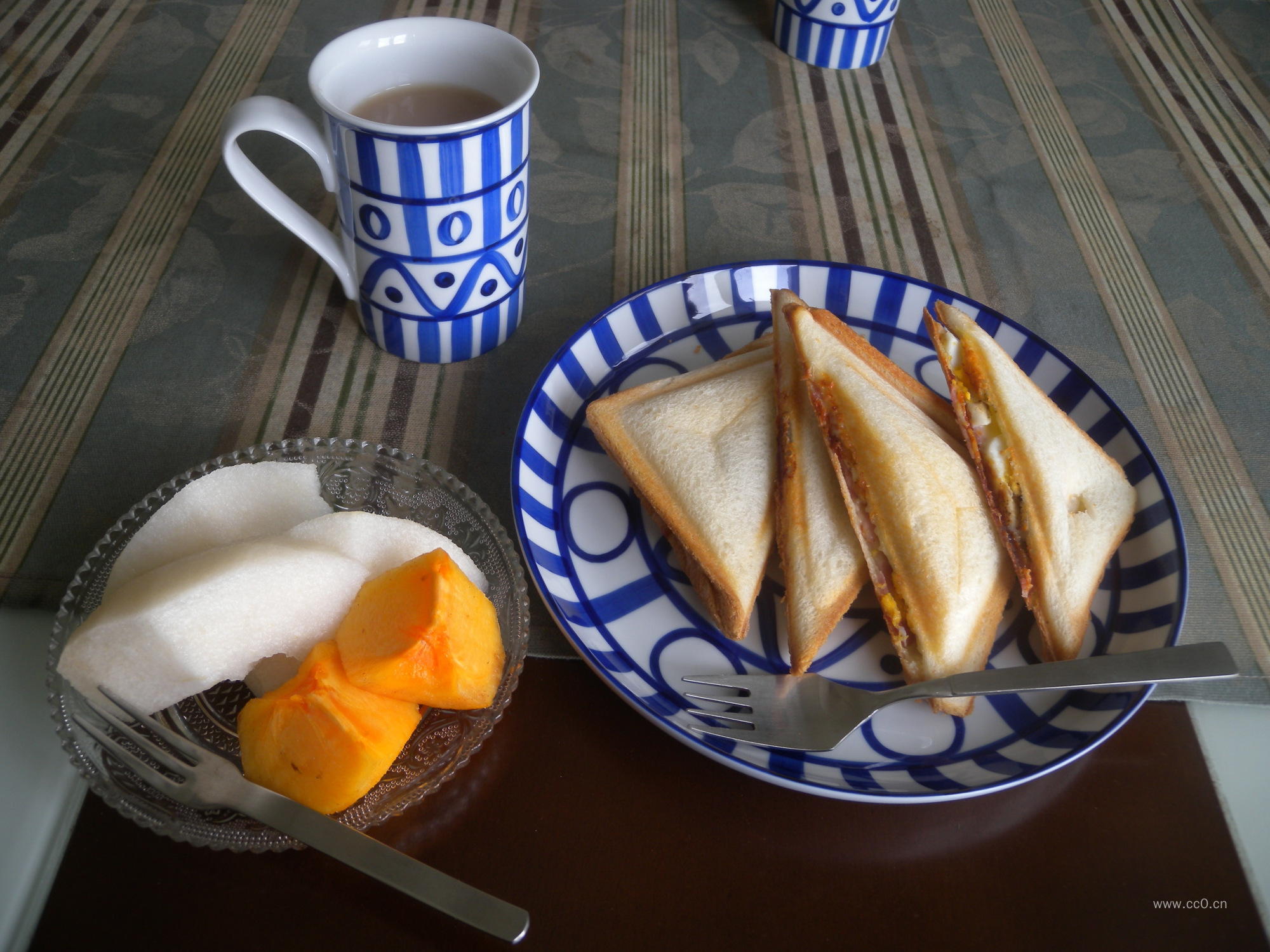 盘子里的早餐食物图片