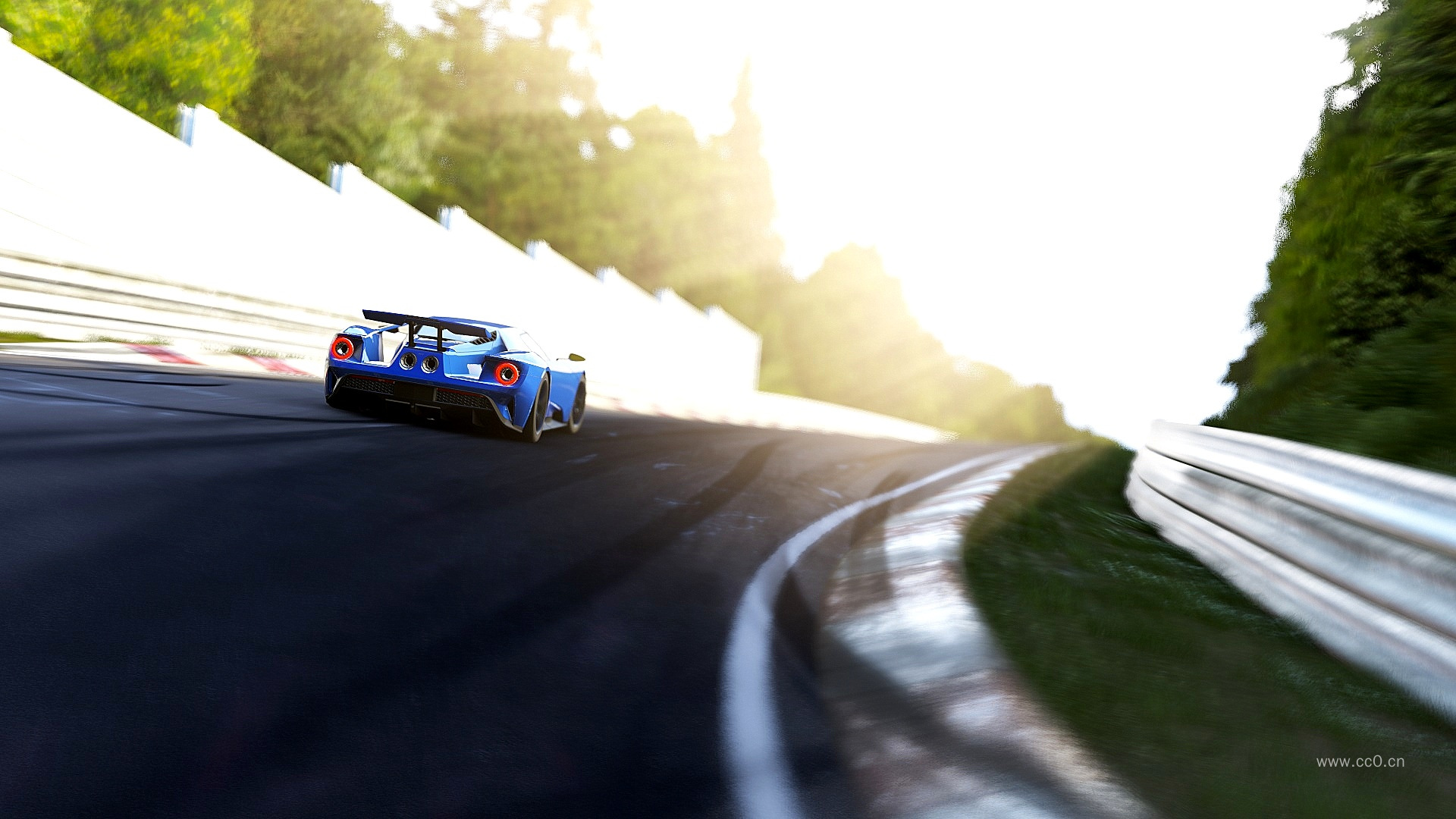 公路上行驶的跑车图片