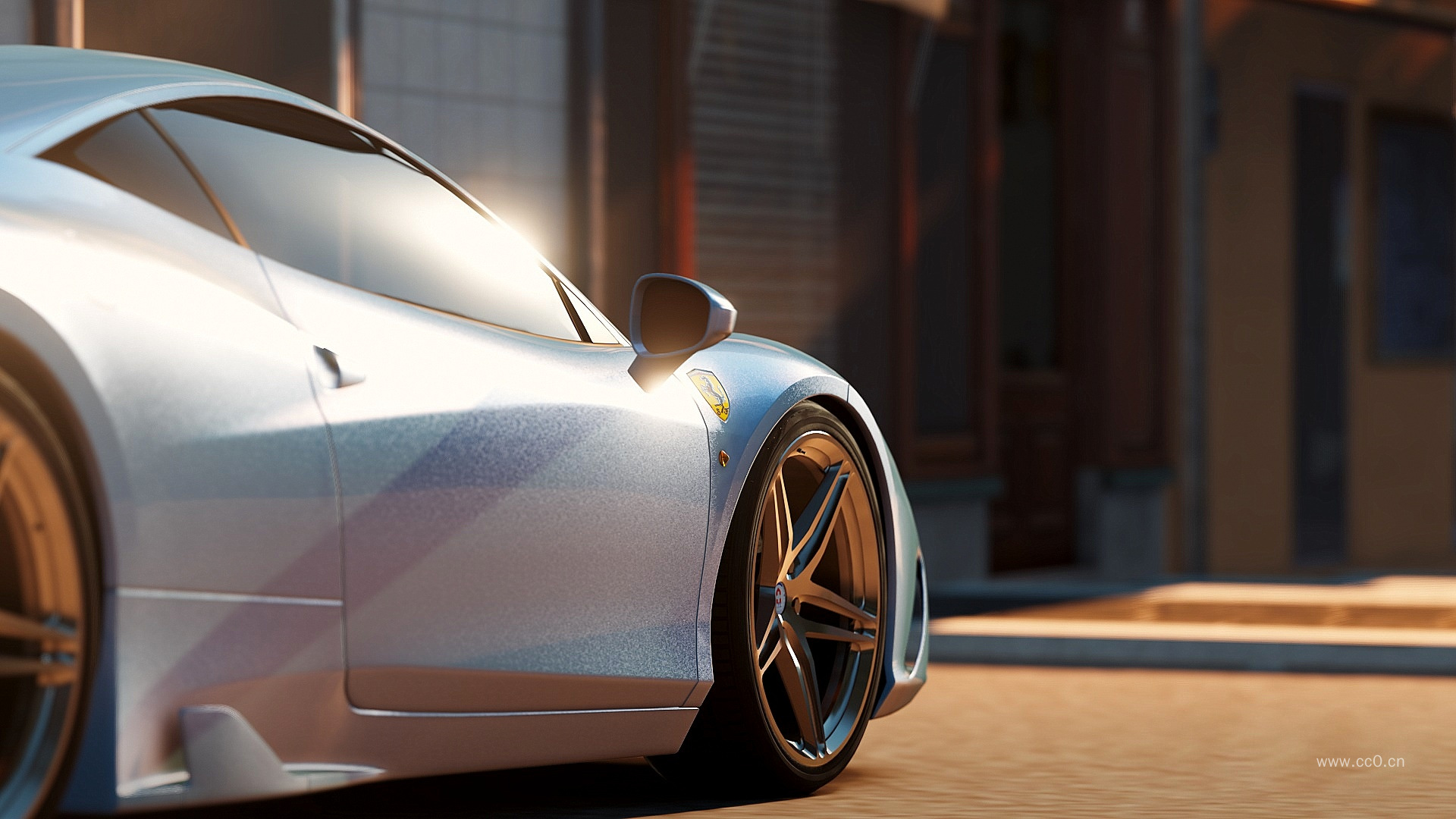 阳光下的跑车局部图片