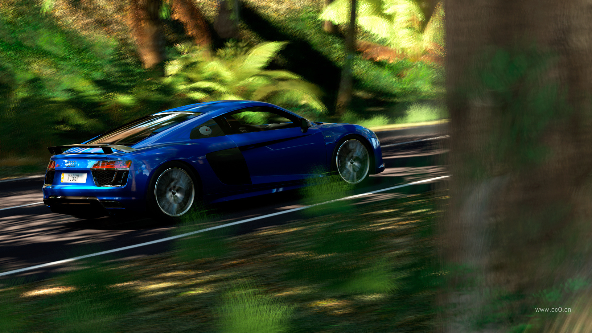 行驶中的奥迪轿跑汽车