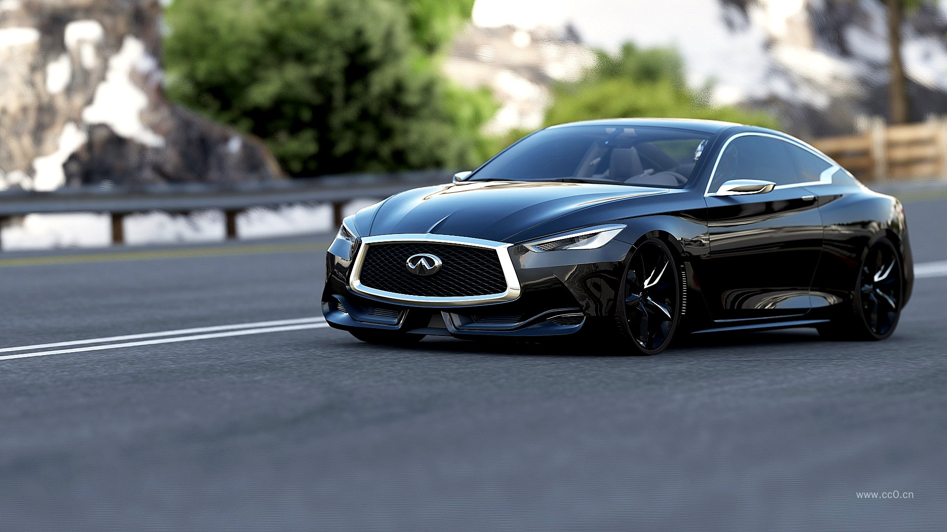 道路上行驶的英菲尼迪轿跑图片