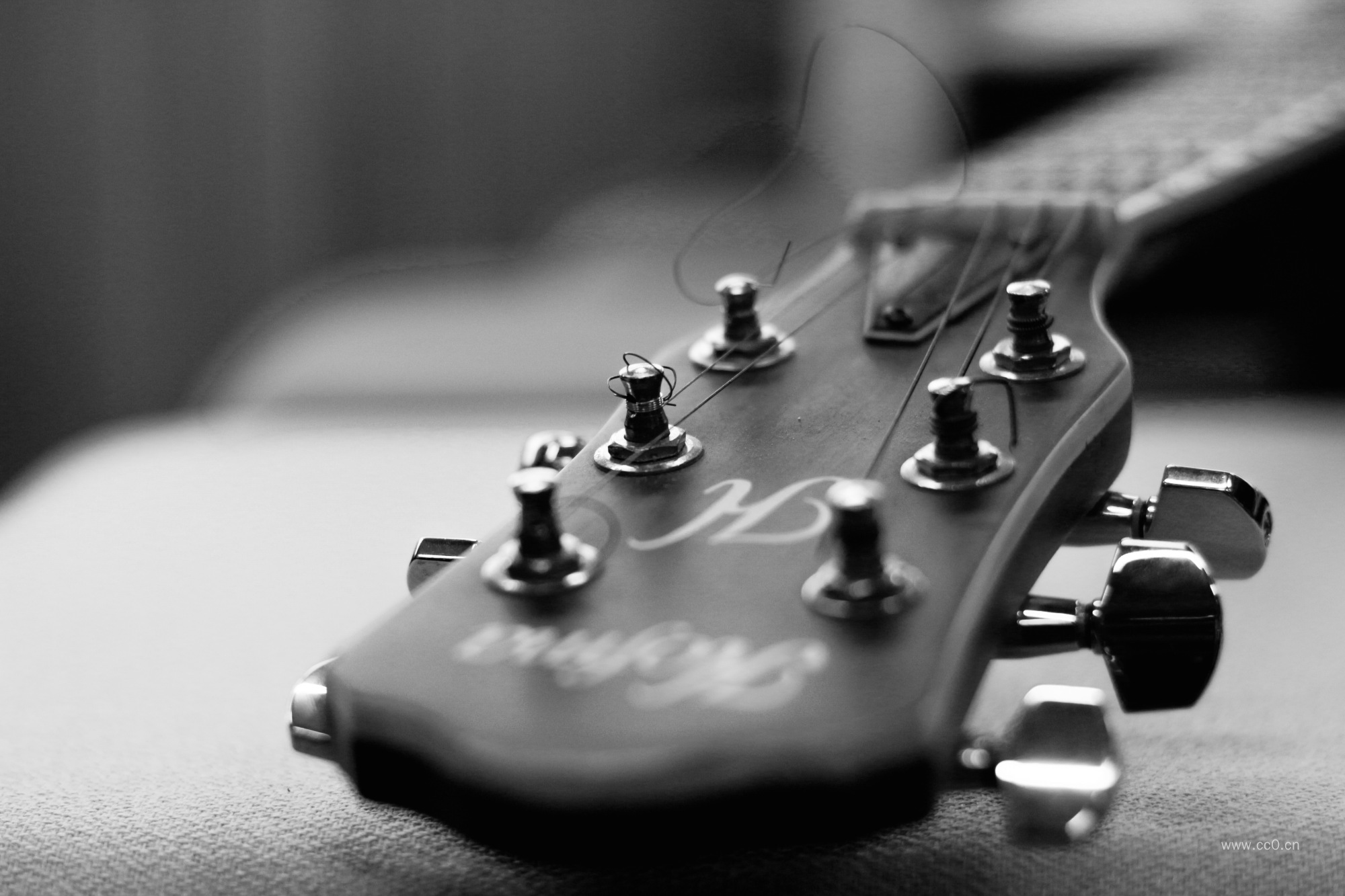 吉他特写黑白图片