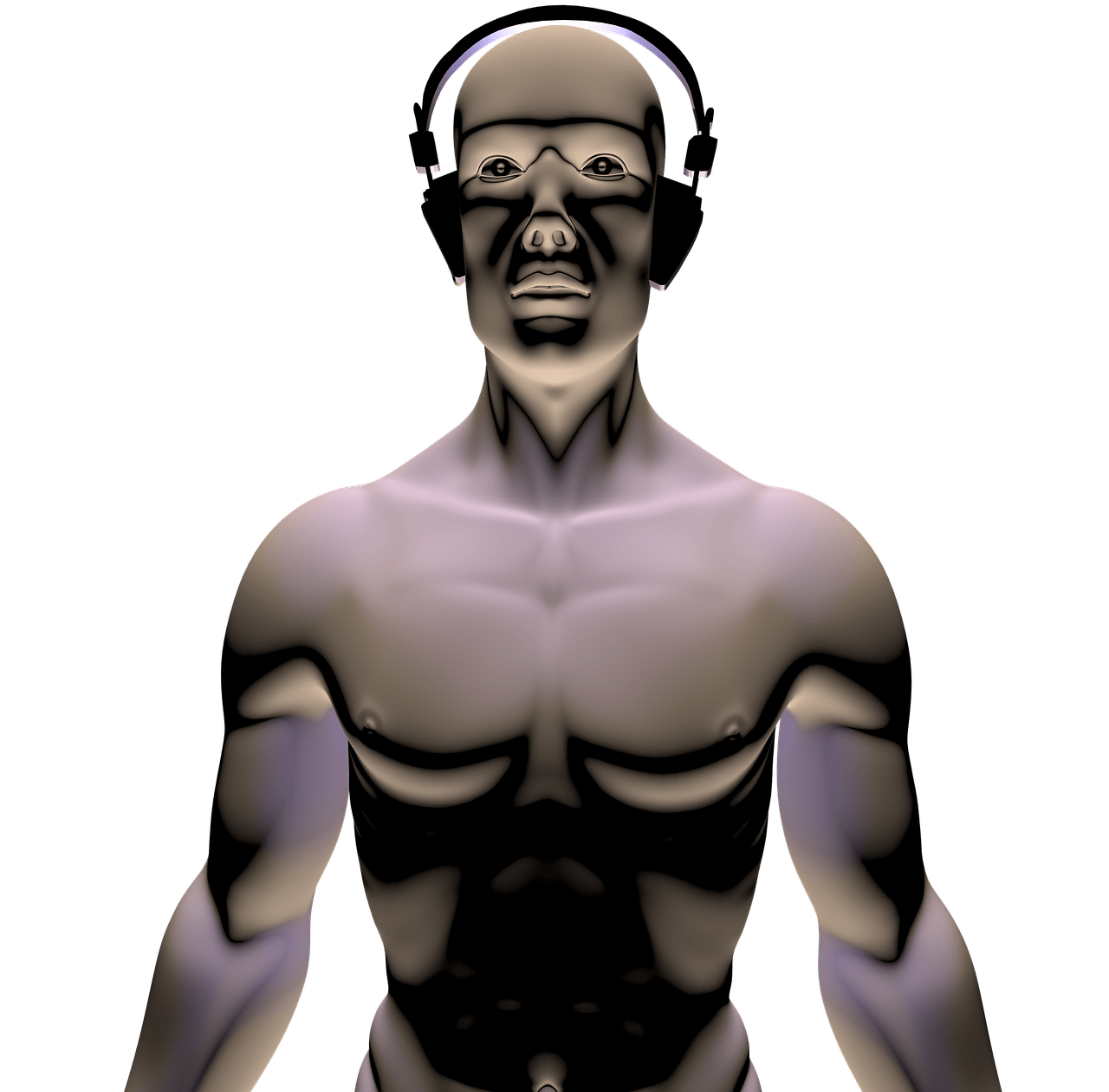 带耳机的机器人