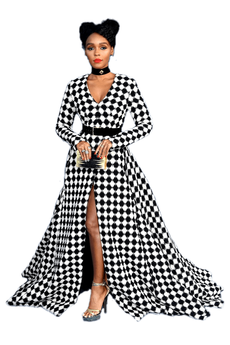 珍妮尔·莫娜黑白连衣裙