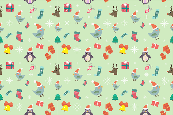 圣诞彩色图标平铺素材